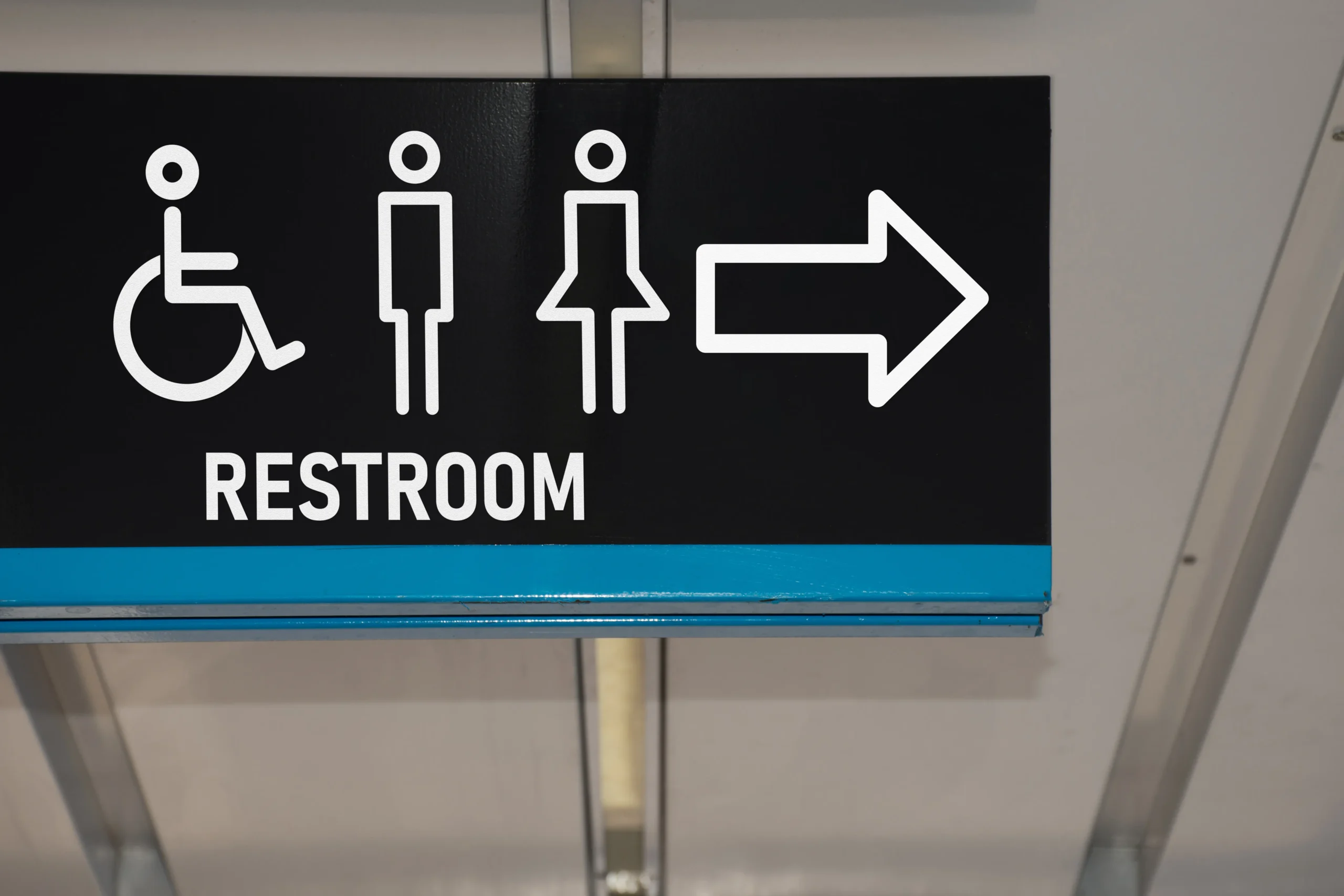 Wayfinding compliant restroom sign
