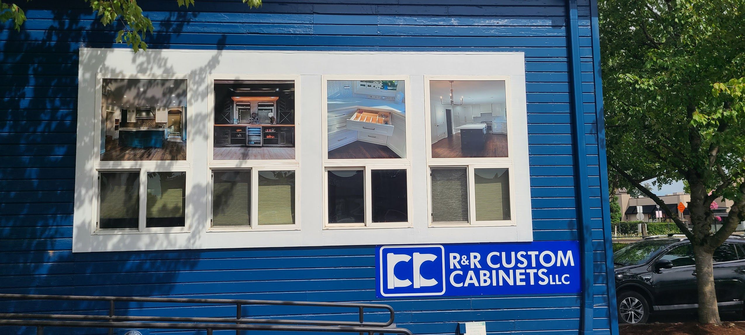 Exterior wall sign with business branding