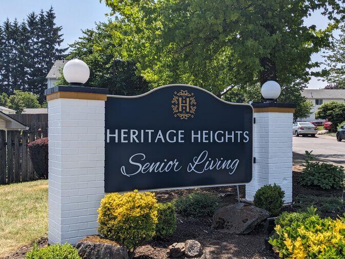Monument sign for Heritage Heights Senior Living in Oregon City manufactured by OC Sign Group