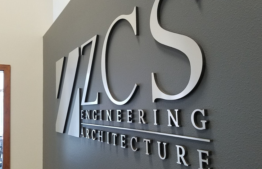 Dimensional interior lobby sign for engineering and architecture firm in Portland