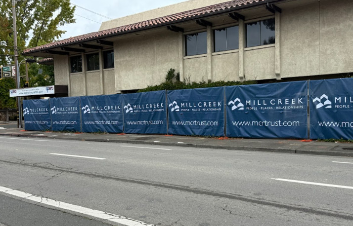 Construction fence banner signage for commercial development in Portland